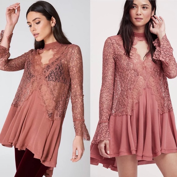 Free people women’s lace tunic top dress Tell Tal - Picture 2 of 6